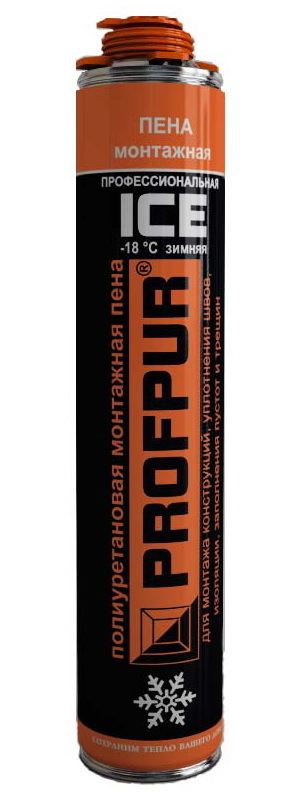 Пена монтажная "Profpur ICE" ПРОФ 750 мл (-18С) (12шт/кор)