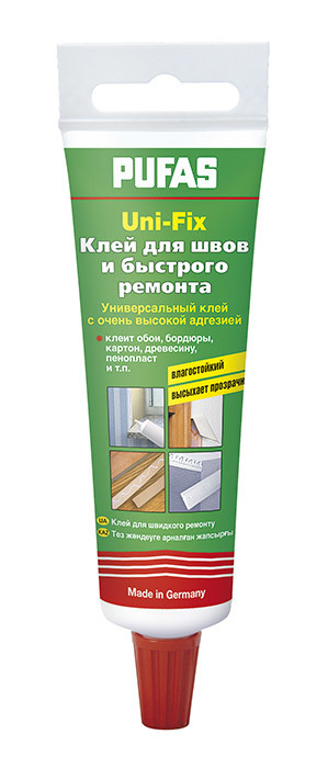 ПУФАС N0741 Клей для швов и быстрого ремонта (0,06 кг) Uni-Fix Universal-Reparatur Kleber мороз 60г (20шт/кор)
