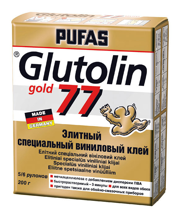 ПУФАС N390-00 Элитный клей для виниловых и тяжелых обоев Glutolin 77 Instant Elite 200г (25шт./кор)