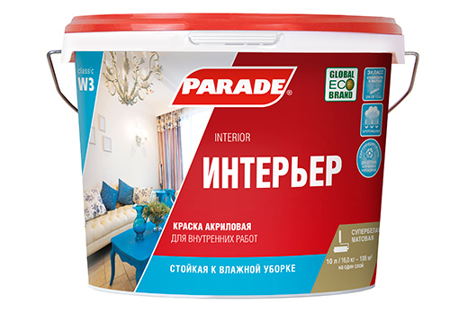 PARADE Краска акриловая W3 Интерьер Белая матовая