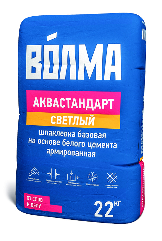 ВОЛМА Цементная шпаклевка Волма-Аквастандарт светлый 22кг