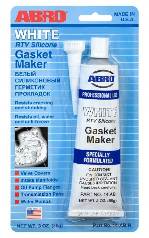 Герметик силикон ABRO белый 85г (12шт/кор)