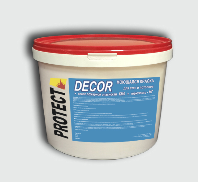 Краска моющаяся негорючая Protect Decor (Протект Декор) КМ0 (15кг)