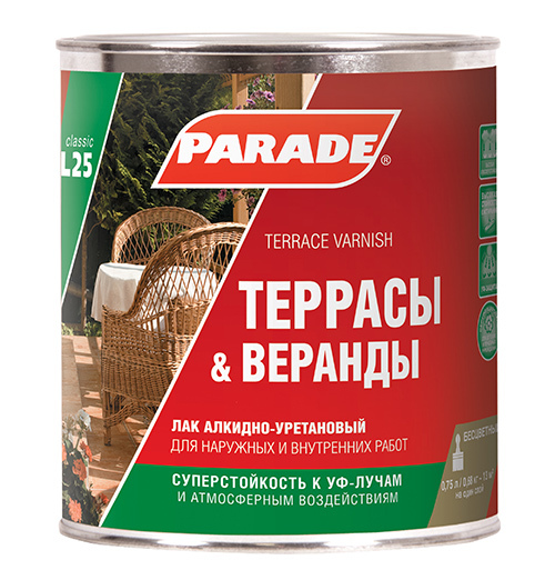 Лак алкидно-уретановый PARADE L25 Террасы & Веранды
