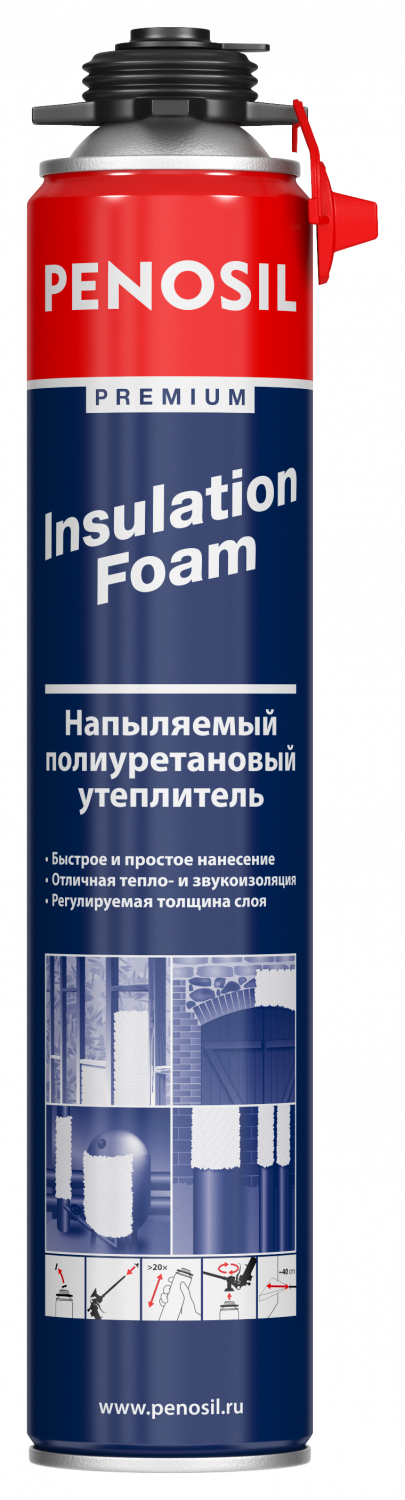 Напыляемый полиуретановый утеплитель PENOSIL Premium Insulation Foam 890мл (12шт/кор)