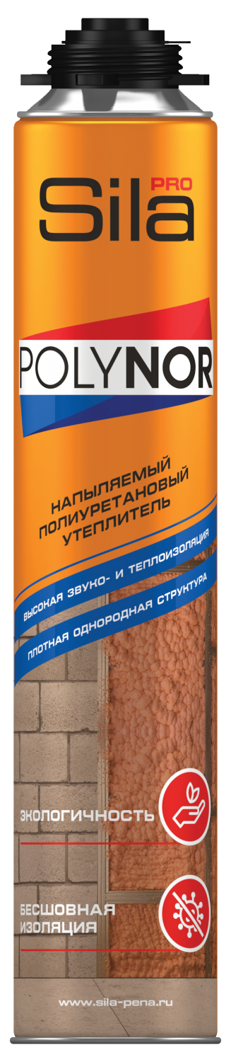 Напыляемый полиуретановый утеплитель Sila Pro POLYNOR 850мл (12шт/кор)