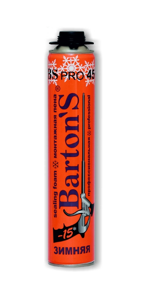 Пена монтажная Barton'S BS PRO 45+ зимняя профессиональная 750 мл (16шт/кор)