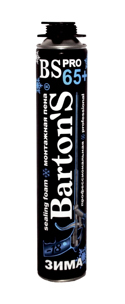 Пена монтажная Barton'S BS PRO 65+ зимняя профессиональная 750 мл (16шт/кор)