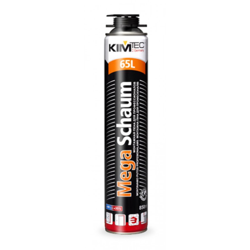 Пена монтажная пистолетная KIM TEC Mega Schaum 850 мл всесезонная (12шт./кор)