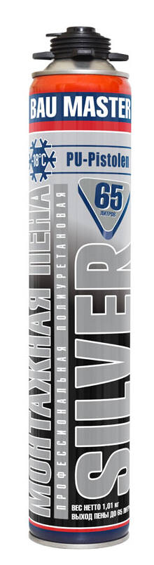 Пена монтажная ПРО BAU MASTER SILVER 65л ЗИМНЯЯ 750мл (12шт/кор)